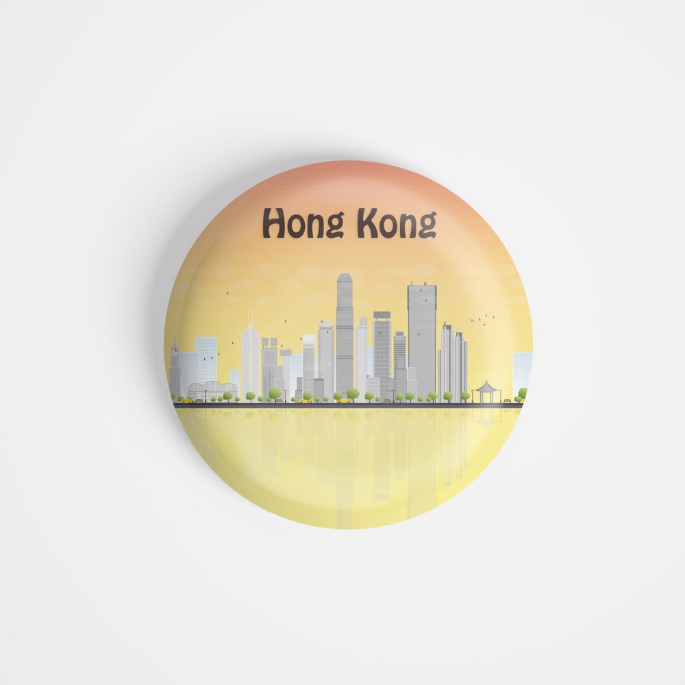 dhcrafts Round Fridge Magnet Multicolour Places Hong Kong Chinese Special Administrative Region Glossy Finish Design Pack of 1 (58 mm)